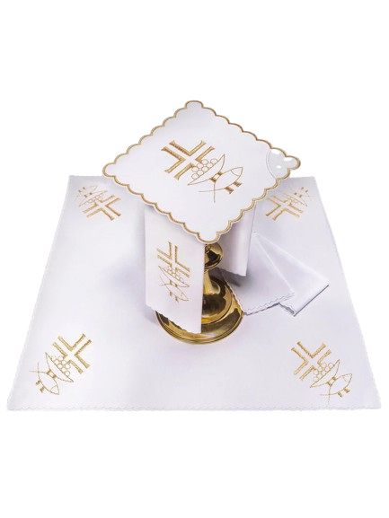 Juego de paños Litúrgicos bordado dorado