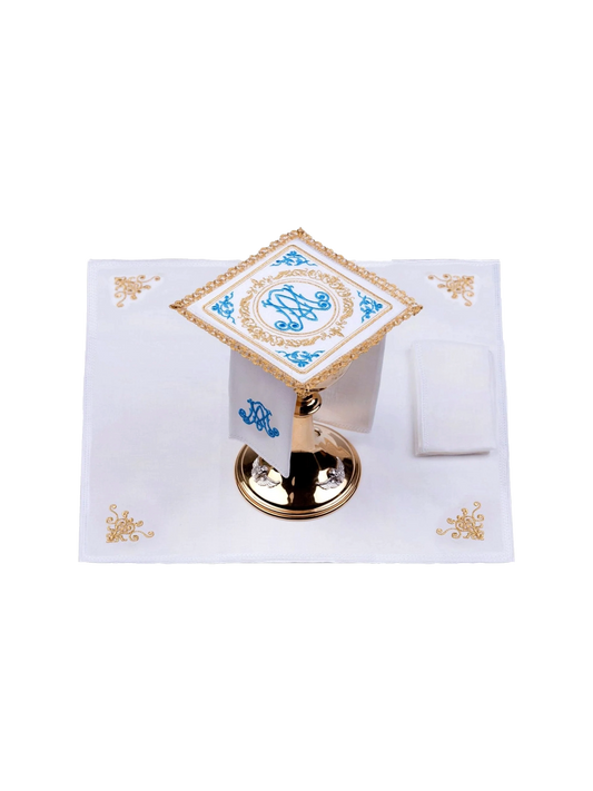 Juego de paños de lino motivo mariano