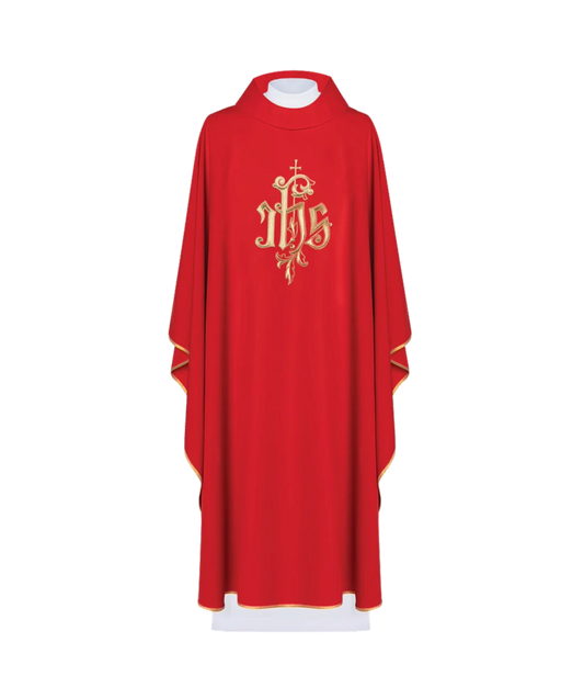 Casulla Poliéster bordado IHS dorado