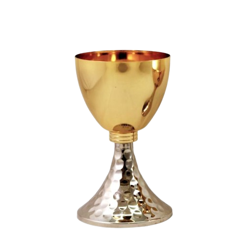 Cáliz y Copón Dorado con base martillada bicolor