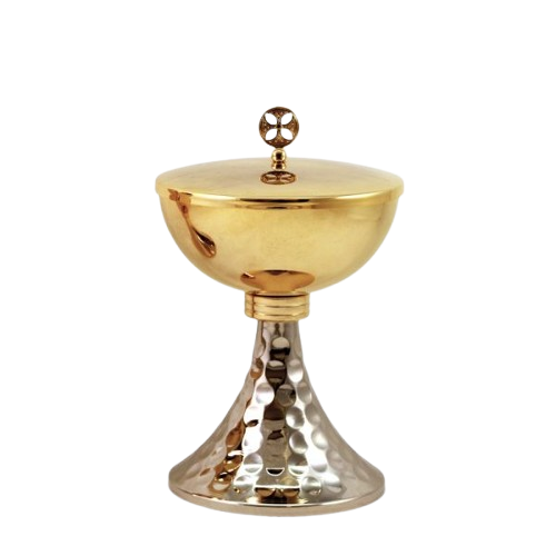 Cáliz y Copón Dorado con base martillada bicolor