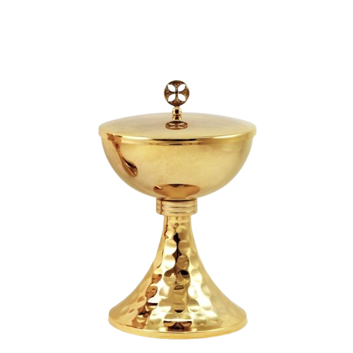Cáliz y Copón Dorado con base martillada