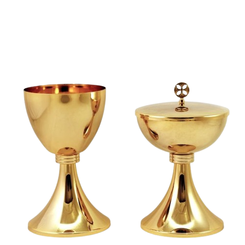Cáliz y Copón Dorado con nudo sencillo