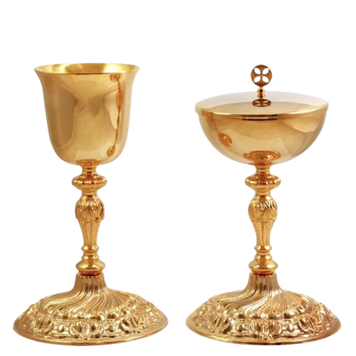 Cáliz y Copón con base estilo barroco